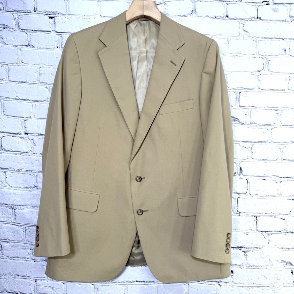 Polo‎ University Club Ralph Lauren Suit Jacket Blazer 42R Beige Made in USA VTG